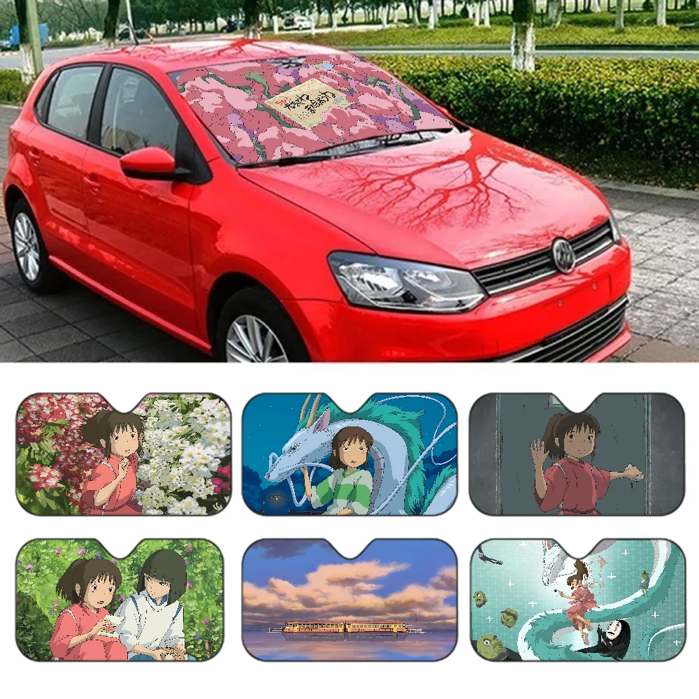S-Spirited Away موضة لطيف الصيف مظلة السيارات الزجاج الأمامي ظلة Sunblock العزل الحراري مظلة من الشمس
