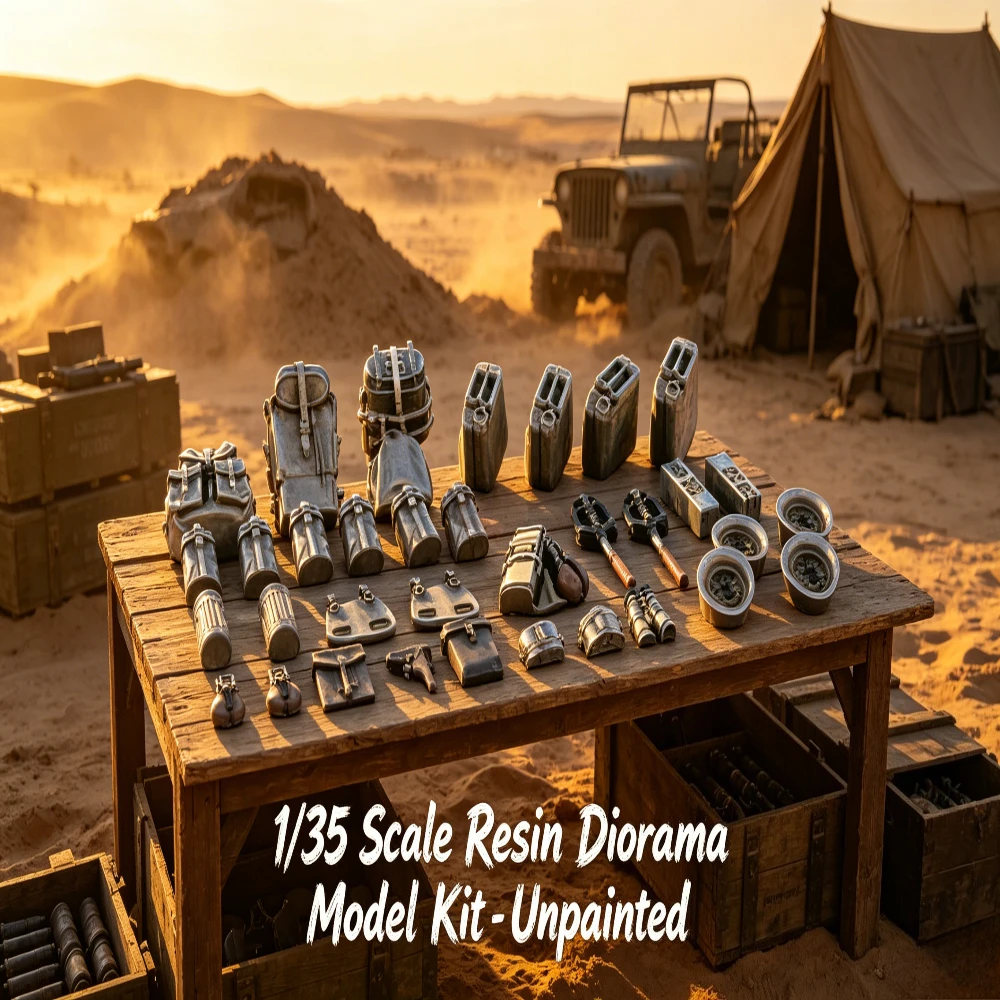 

Rare Model 1/35 Resin Body Military Vehicle Loading and Accessories Upgrade Kit, Unpainted, Cast Resin Model