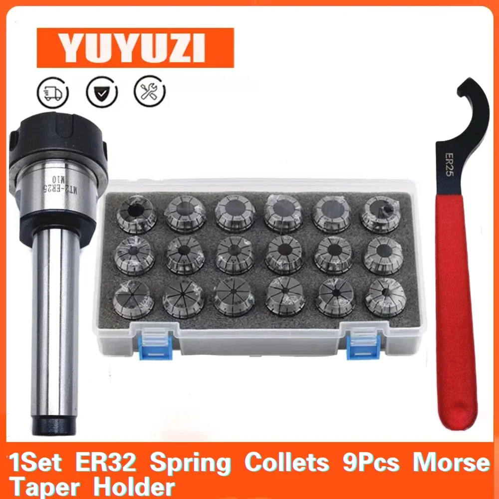 

1Set ER25 ER32 Spring Collets 9Pcs With MTB2/MTB3 MT2/3 Morse Taper Holder Cone For CNC Milling Lathe tool