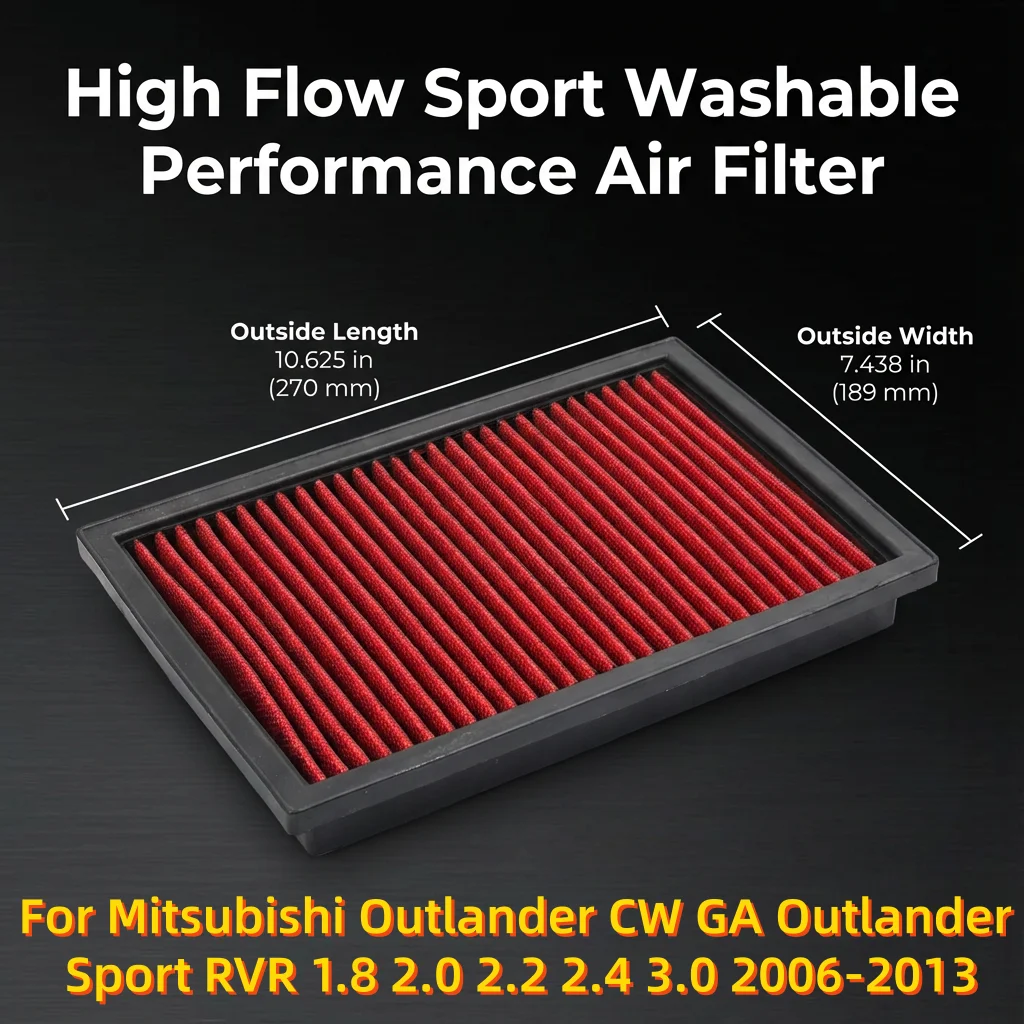 

Спортивный моющийся воздушный фильтр с высокой пропускной способностью для Mitsubishi Outlander CW GA Outlander Sport RVR 1.8 2.0 2.2 2.4 3.0 2006-2013, 33-2392