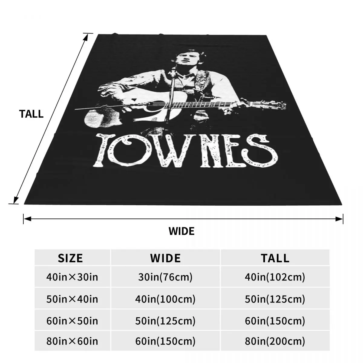 Townes Van Zandt - White Stencil Zipped Blankets Soft Warm Flannel Throw Blanket Plush for Bed Travel Home Couch