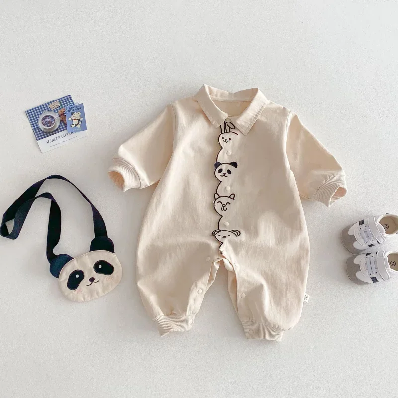 

Baby Super Cute Jumpsuit2025New Spring Baby Embroidered Cartoon Romper Newborn One-Year-Old Outing Clothes