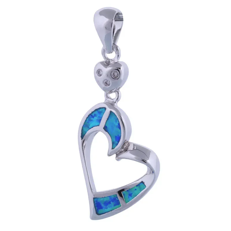 

Women's Heart Design Opal Pendant Necklace Blue White Purple Wholesale Jewelry Gift for Home