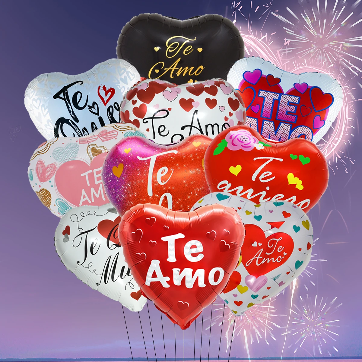 10 Uds. Globos de aluminio de corazón de amor español de San Valentín de 18 pulgadas Te Amo globo de helio regalos de decoración del Día de San Valentín de boda