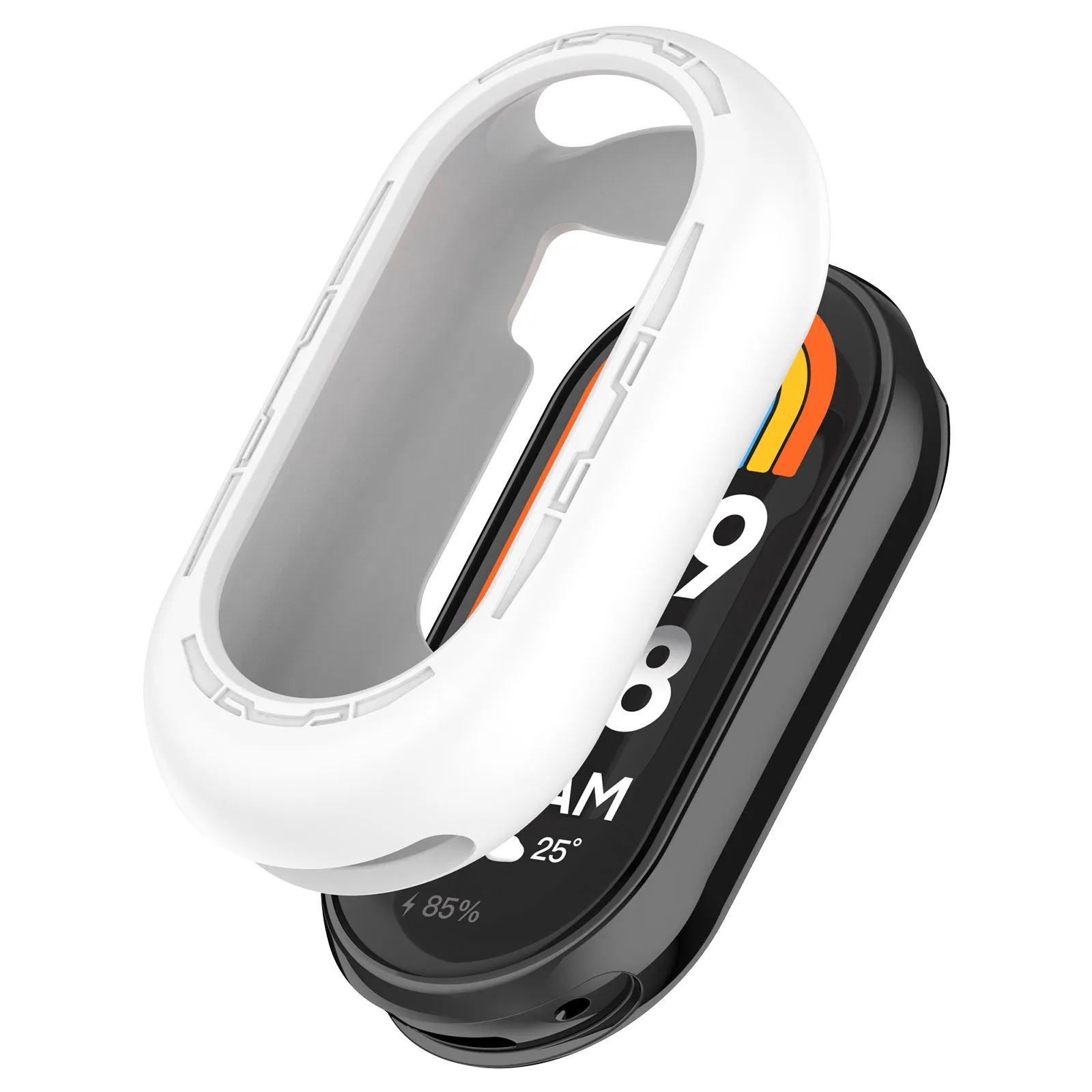 

Для Xiaomi Smart Band 9/9 NFC силиконовый чехол для часов защитная рамка от столкновений - белый