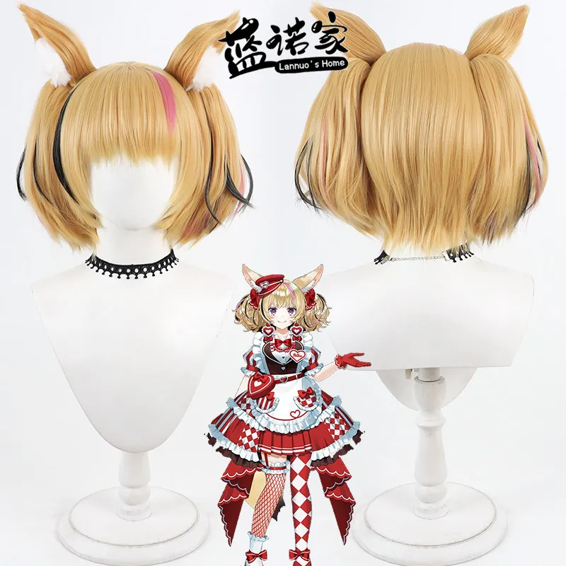 Virtual YouTube Vtuber Omaru Polka Cosplay Wig Halloween Carnival Party Props Synthetic Hair Heat Resistant Fiber + Wig Cap