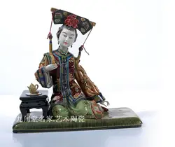 Icing on the cake Classic lady Shiwan doll ceramic gift model room Chinese living room antique frame decoration girl Beauty figu