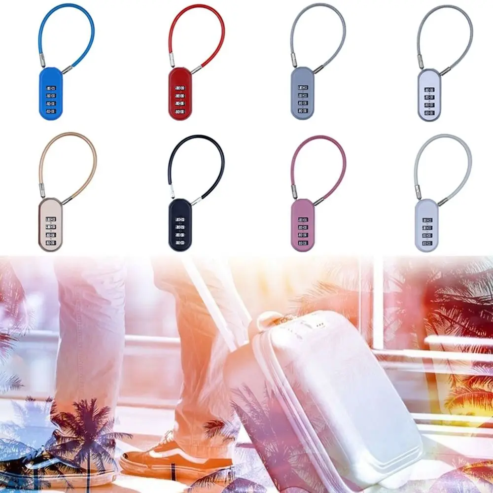 Zinc alloy 4 Digit Password Lock Wire Rope Anti-theft Dormitory Cabinet Lock Padlock Backpack Zipper Lock for Home&Travel