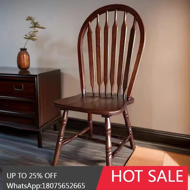 

SGF French Country Retro Solid Wood Backrest Dining Chair Simple Light Luxury Chair