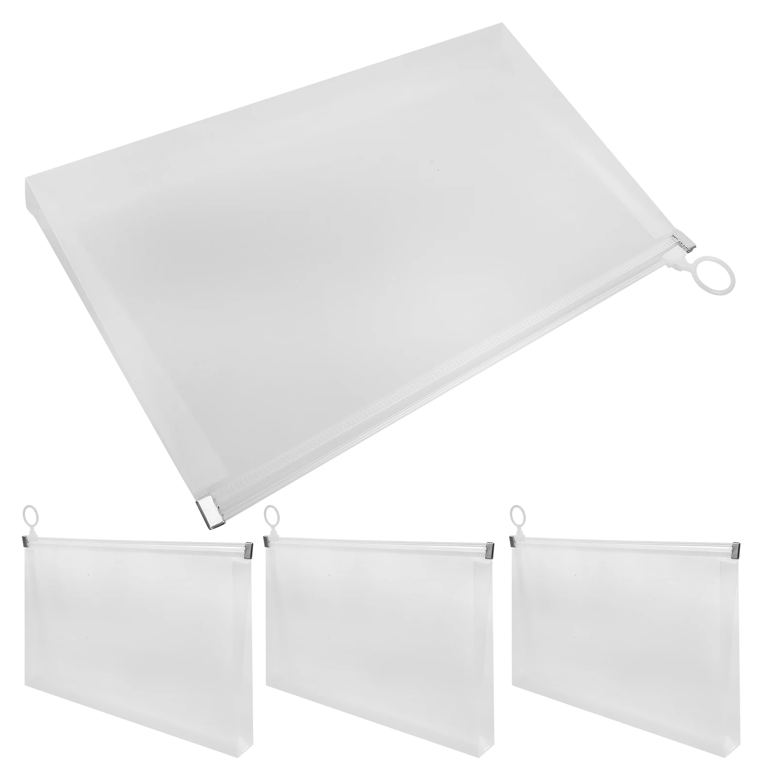 

4pcs Receipt Storage Bag Document Pouch Zipper File ganizer Portable Files Bag White Cash Container Large Capacity