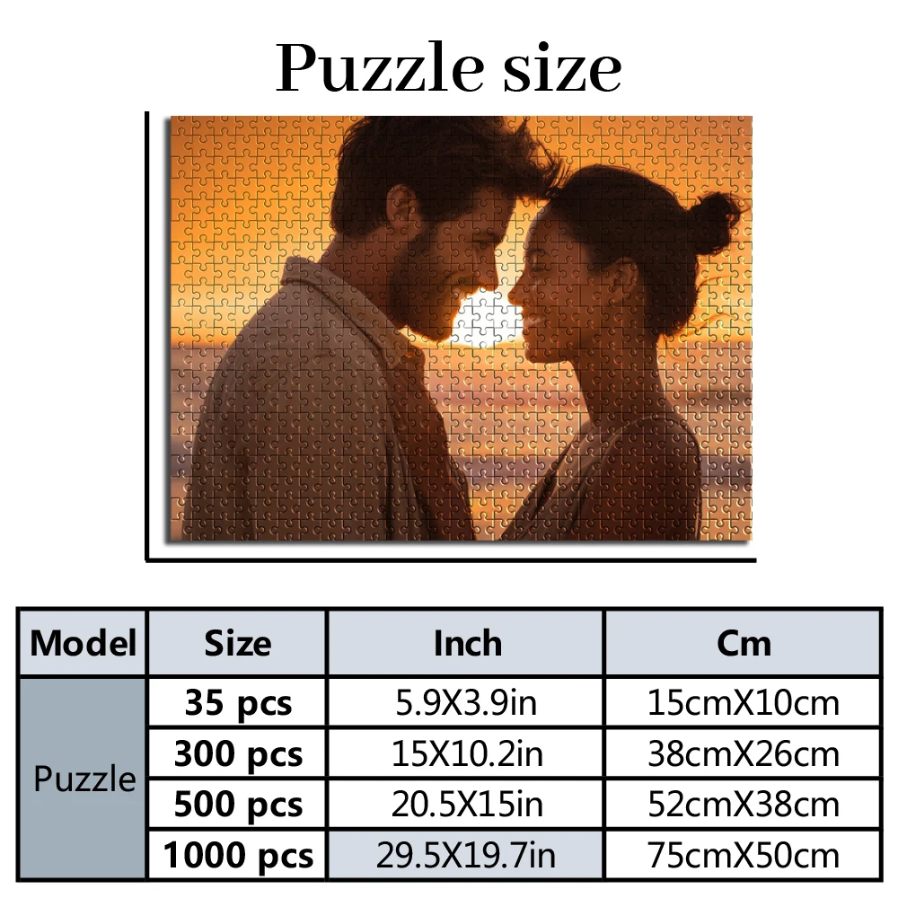 Personalized Custom Photo Puzzle Customized Couple At The Beach At Sun Fun Gift In New Year, Valentine's, Father, Mother's Day