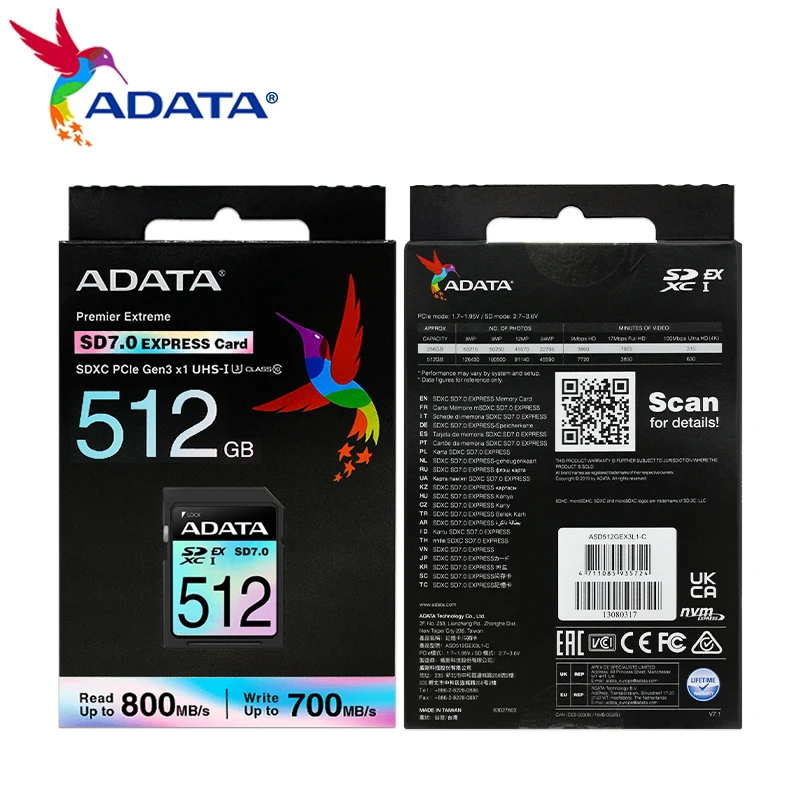 Original ADATA Premier Extreme SDXC SD Card7.0 EXPRESS 256GB512GB High Speed Memory Card Suitable For Camera Monitoring shooting