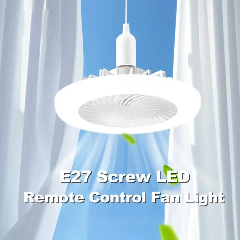 

Ceiling Fan Lamp E27 Led Indoor Light Remote Control Lighting Changes Three Windshields Aromatherapy Living Room Bedroom Light