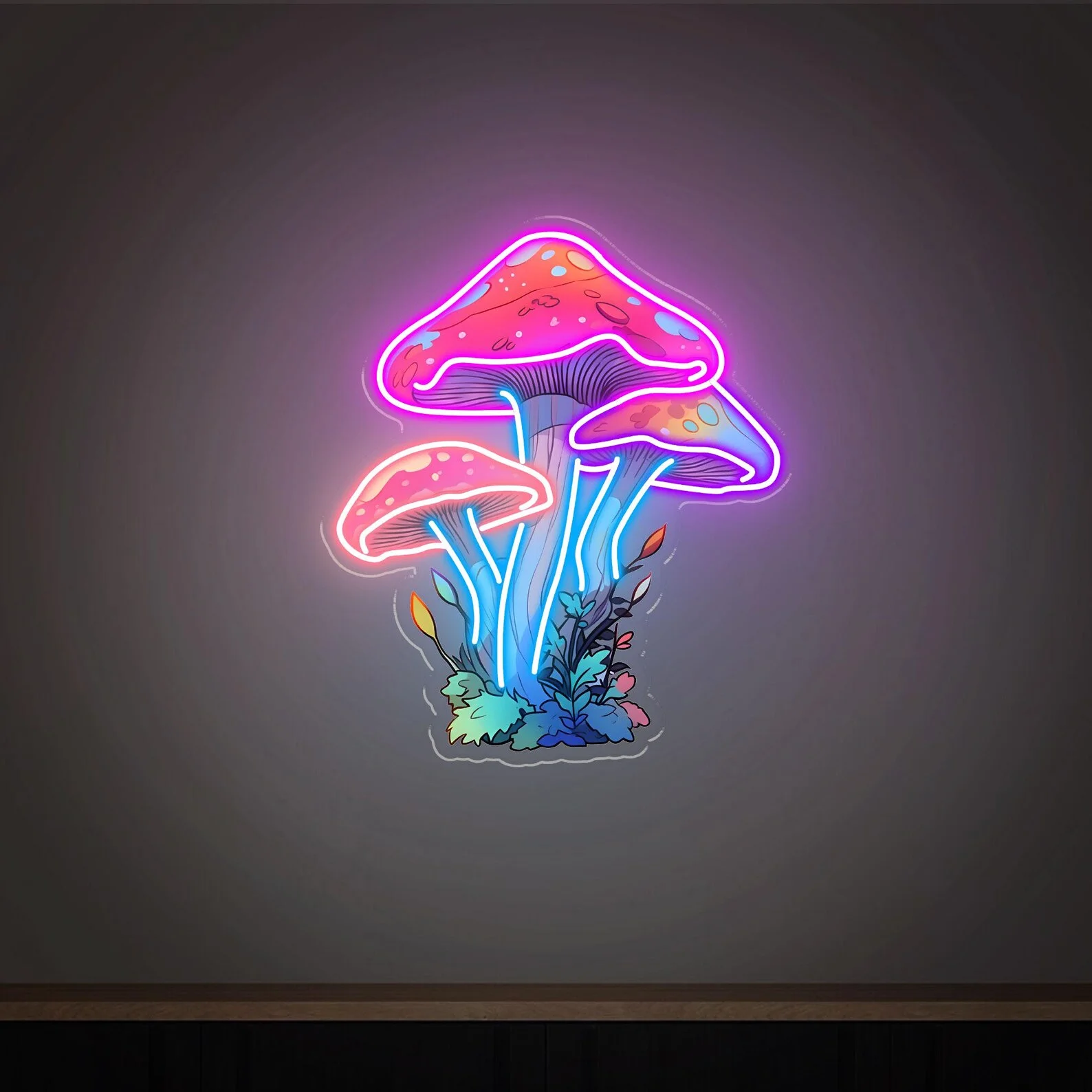 يقطر الفطر NeonSign، الفطر NeonSign، الفطر فن البوب الملونة، بوهو غرف الألعاب إعدادات الجدران الداخلية، الأعمال NeonSign