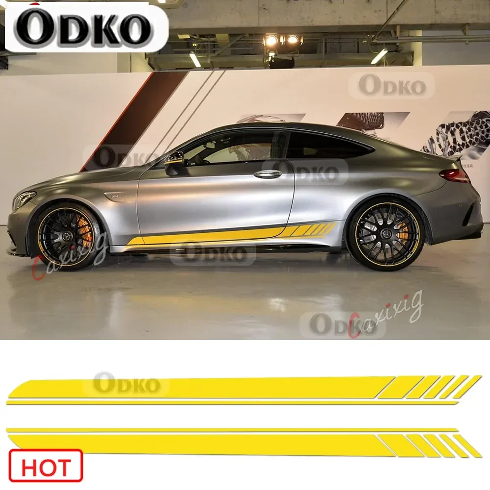 

2 шт. наклейки на порог для Mercedes Benz AMG Edition 1 C63 Coupe W205 Vinly, наклейки с боковыми полосками C200, C250 C300-6 цветов