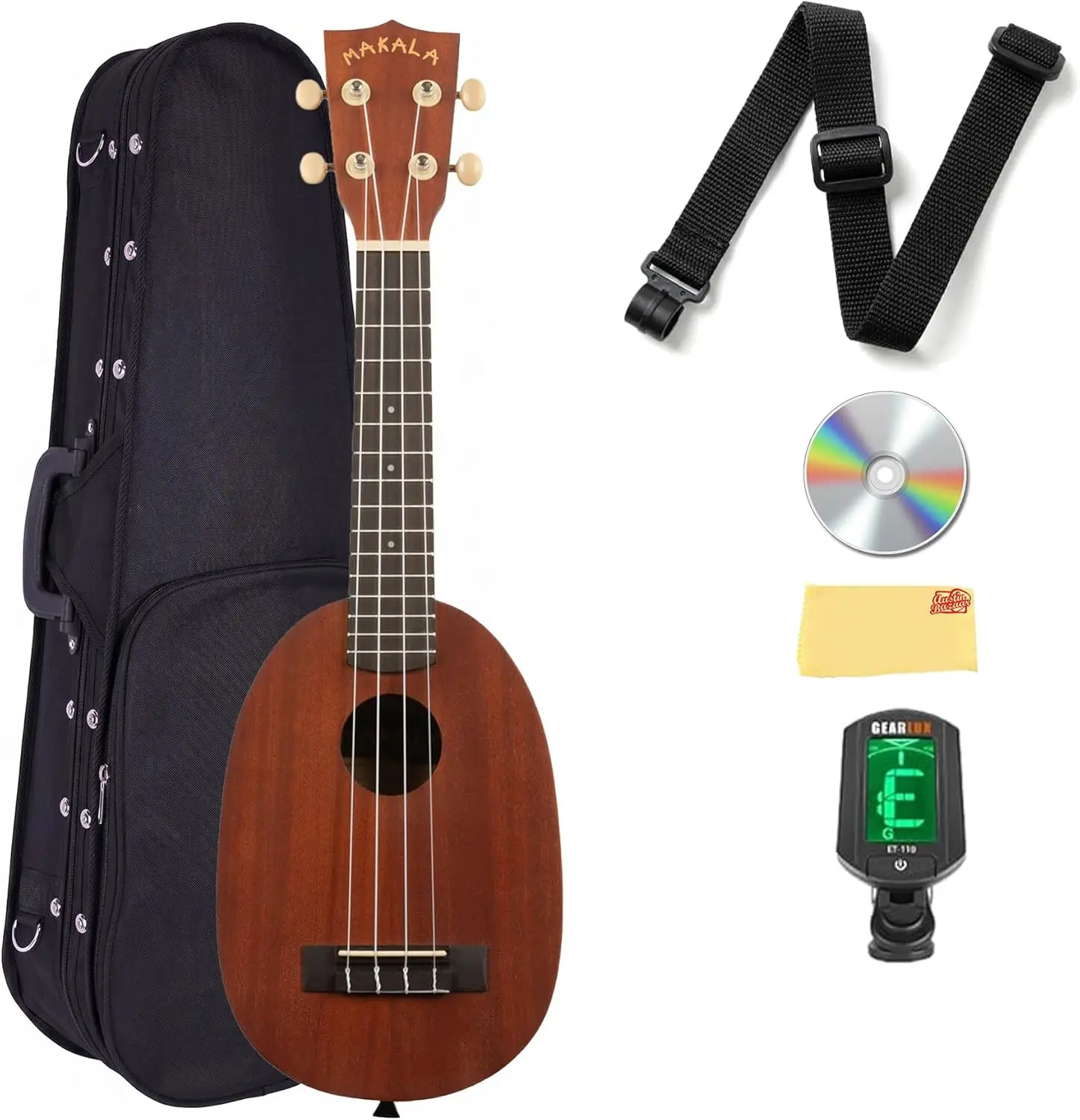 Soprano Ukulele Bundle Includes Case, Tuner, Strap, Instructional DVD, and Polishing Cloth