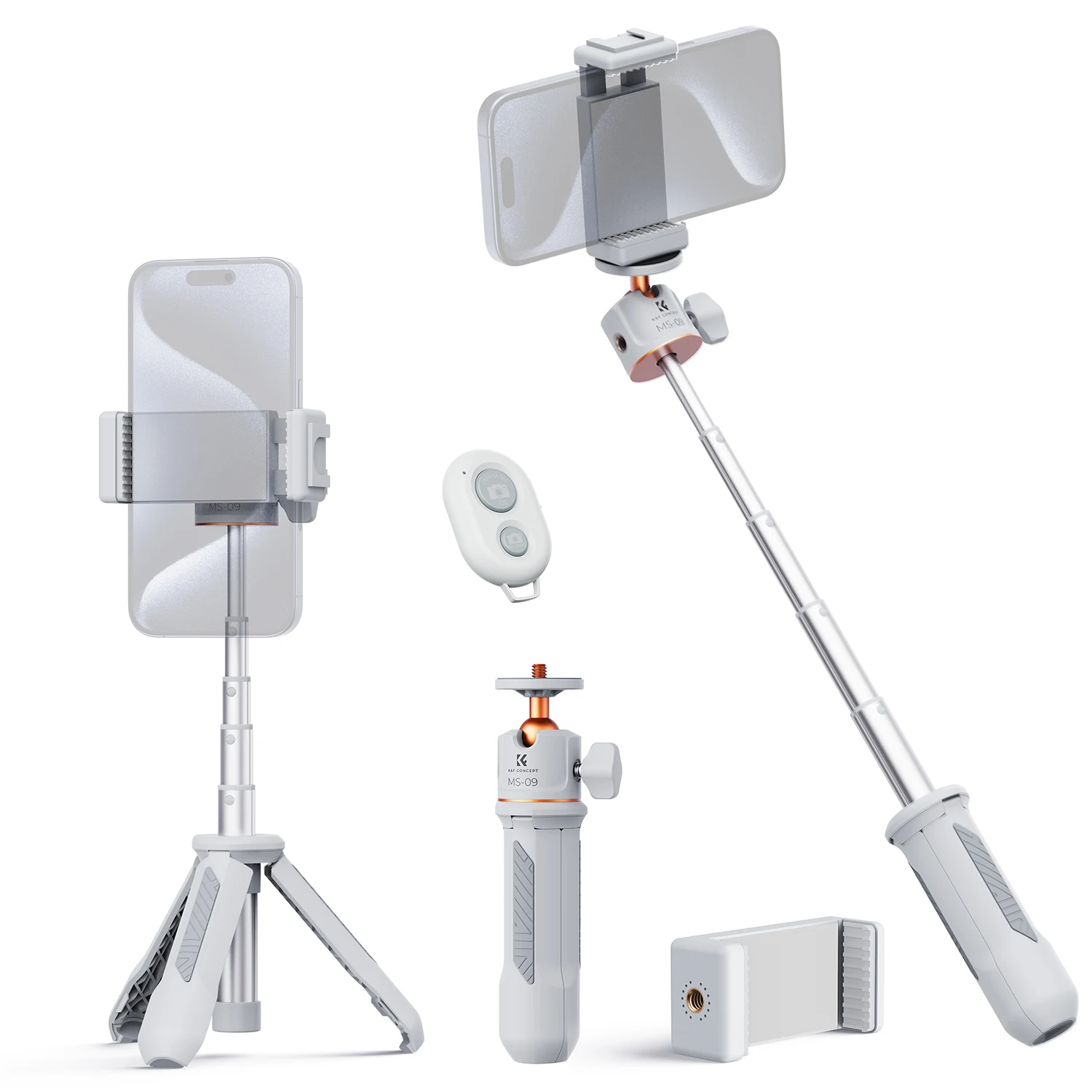 K & F مفهوم Selfie عصا كاميرا ترايبود بلوتوث يده ترايبود 2 كجم أقصى تحميل لسوني/نيكون كاميرا الهاتف المحمول DJI OSMO Pocket 3