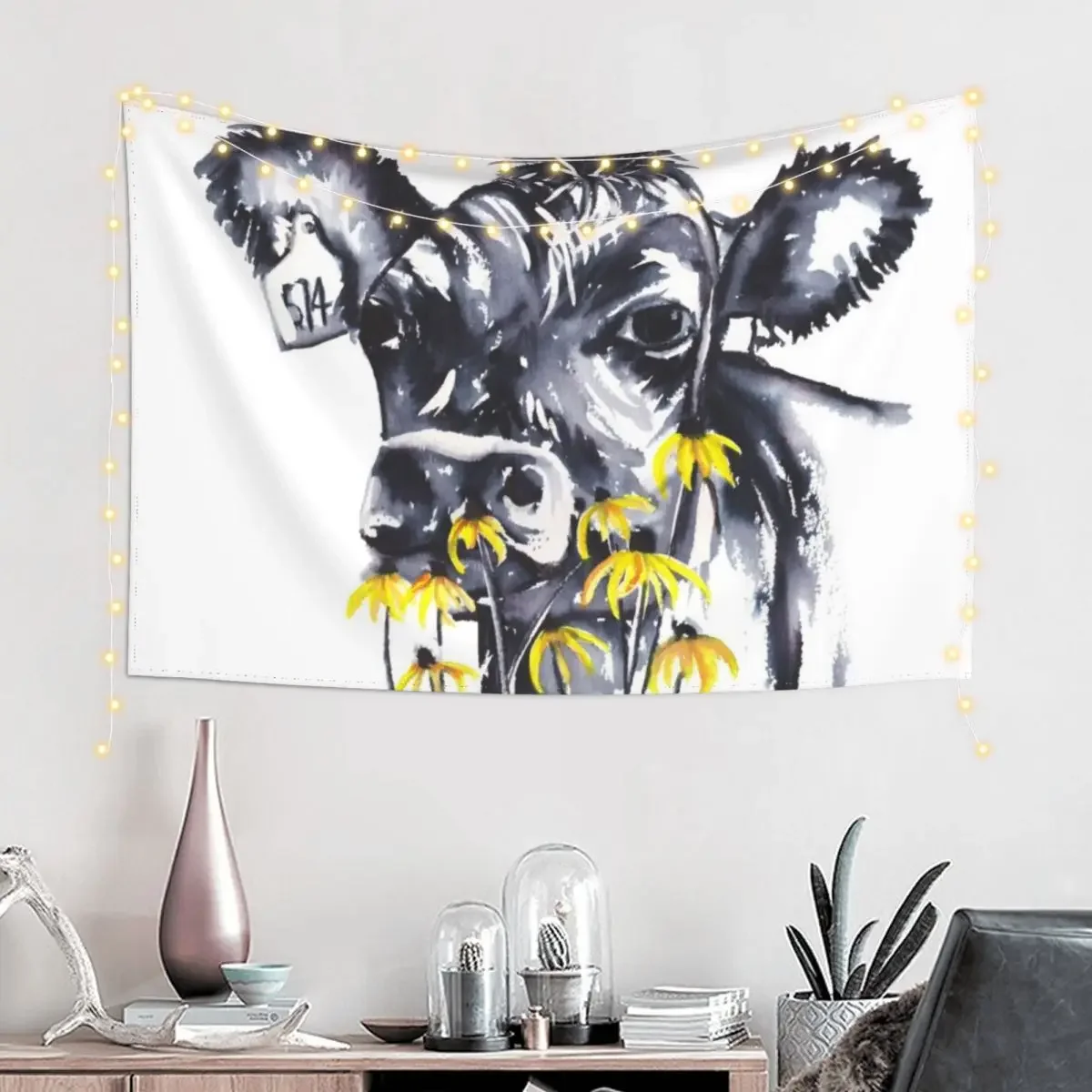 No worries - cow painting Tapestry Carpet On The Wall Home Decoration Aesthetic Room Decorations Tapestry