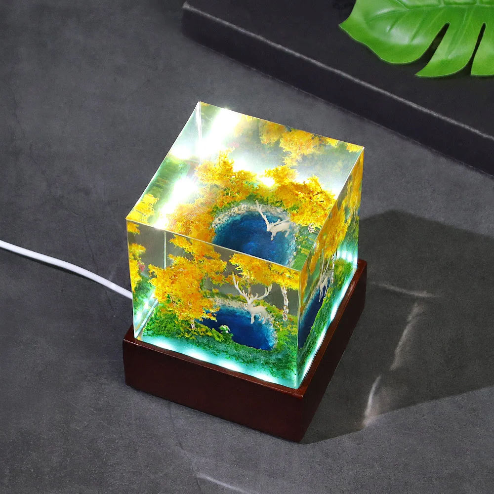 Creativity Resin Autumn Scenery Miniature Landscape Handmade 3D Desktop Decoration Living Room Office Bedroom Home Decoration