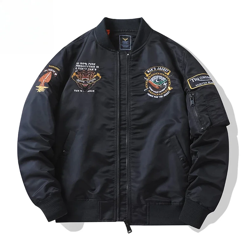 

Spring and Autumn New Air Force MA1 Pilot Jacket Men's Heavy Industry Embroidered Baseball Jacket Bear Coat Work Jacket