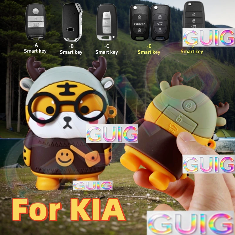 For KIA key k3 k5/k2/kx3/k4/kx5 Smart Run Yi Run Fredi Lion Platinum Extension Car Key Case Tiger Panda Cover Car Accessories