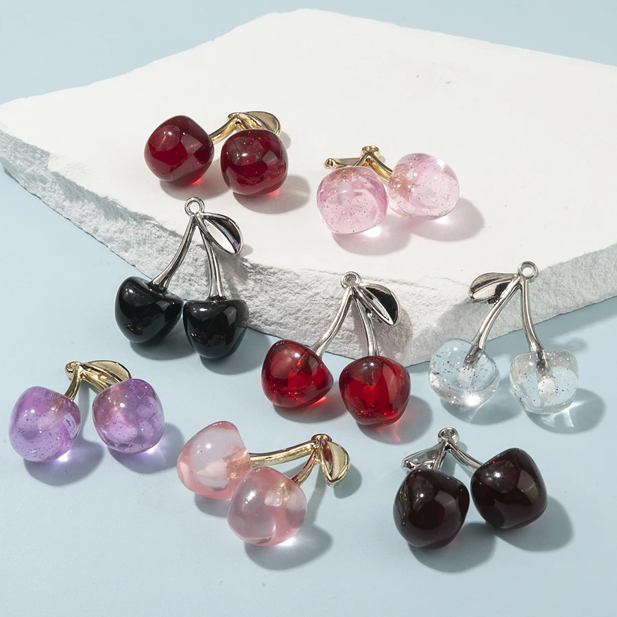 10 قطع الملونة محاكاة الكرز سحر الاكريليك قلادة ل عقد دي اي واي أقراط مجوهرات اكسسوارات 30*28 ملليمتر