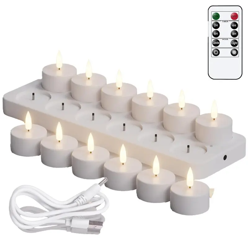 【PRICE-DROP!】24X Rechargeable Flameless Tea Lights Candles With Timer Romote,LED Candles For Wedding Centerpiece Table Decor image 6