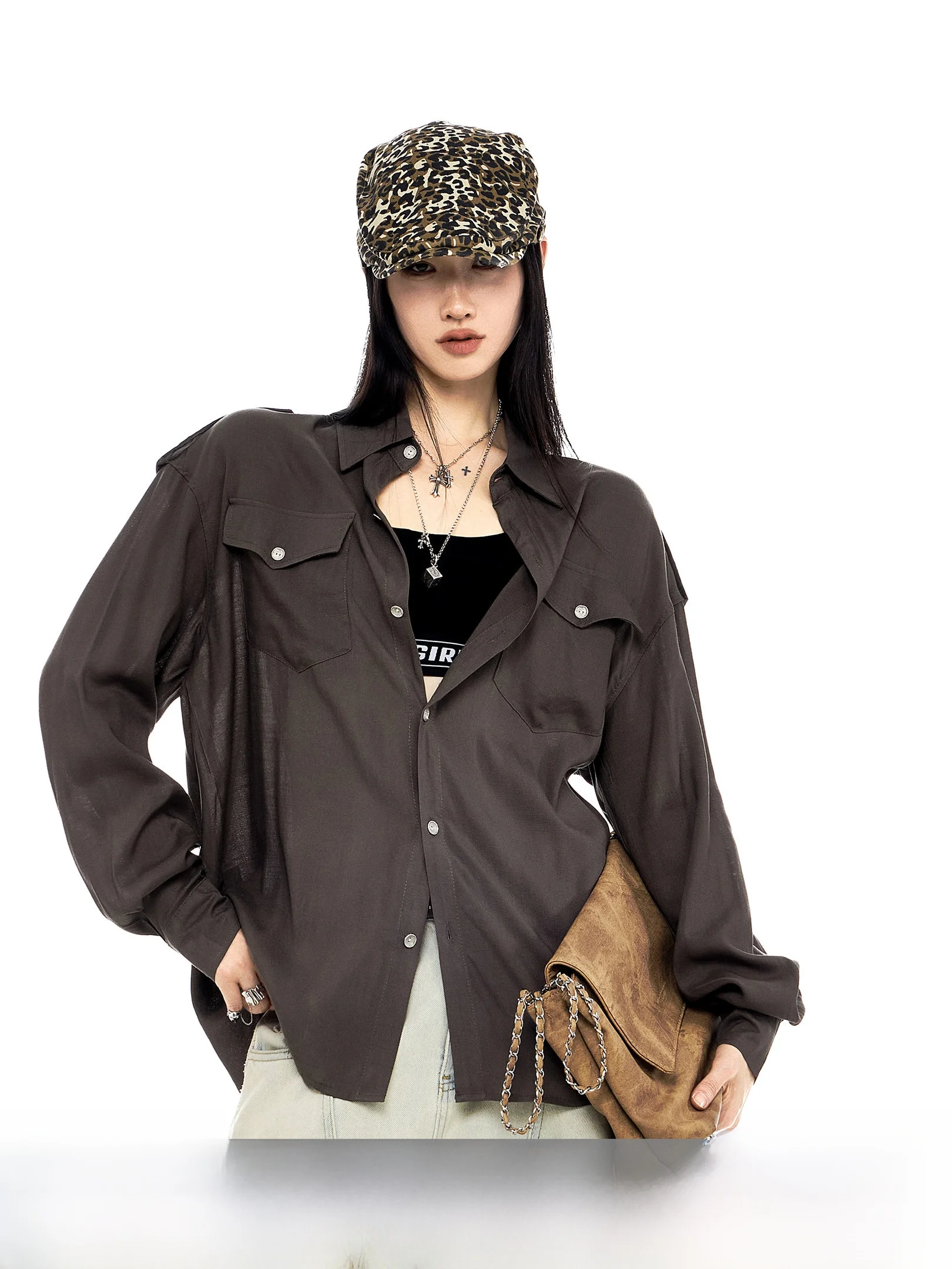 

Американский свободный длинный топ из шелка и льна для женщин, весенний повседневный топ ICH MODE, удобный свободный топ для дам