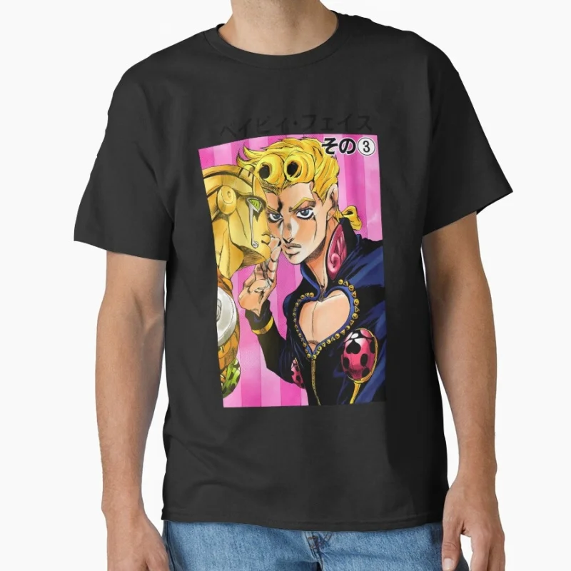 

Giojo with his stand 0812 JoJo's Bizarre Adventure Anime Gift t shirt Manga JJBA Cartoon printed Graphic Clothes Y2K clothing
