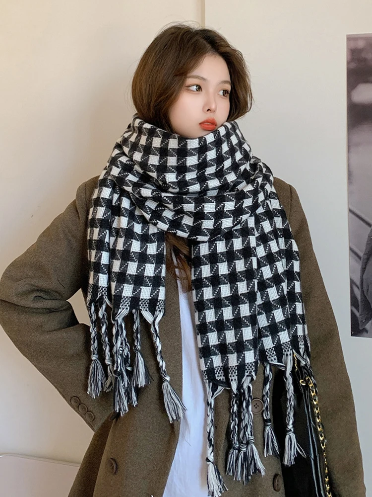 

Imitation Cashmere Women Scarf Winter Preppy Style Vintage Plaid Scarve Pashmina Tassel Mujer Female Foulard Bufanda Wrap Shawl