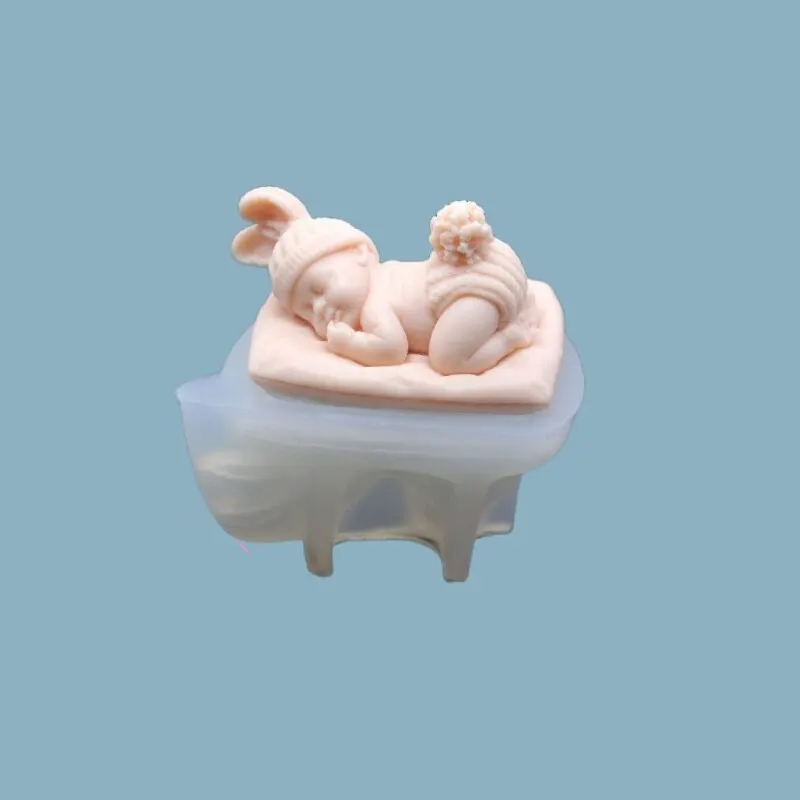 1pc 9.6*6*4.7cm Translucent Sleeping Baby Silicone Mold For Candle Making Handicrafts Home Decoration