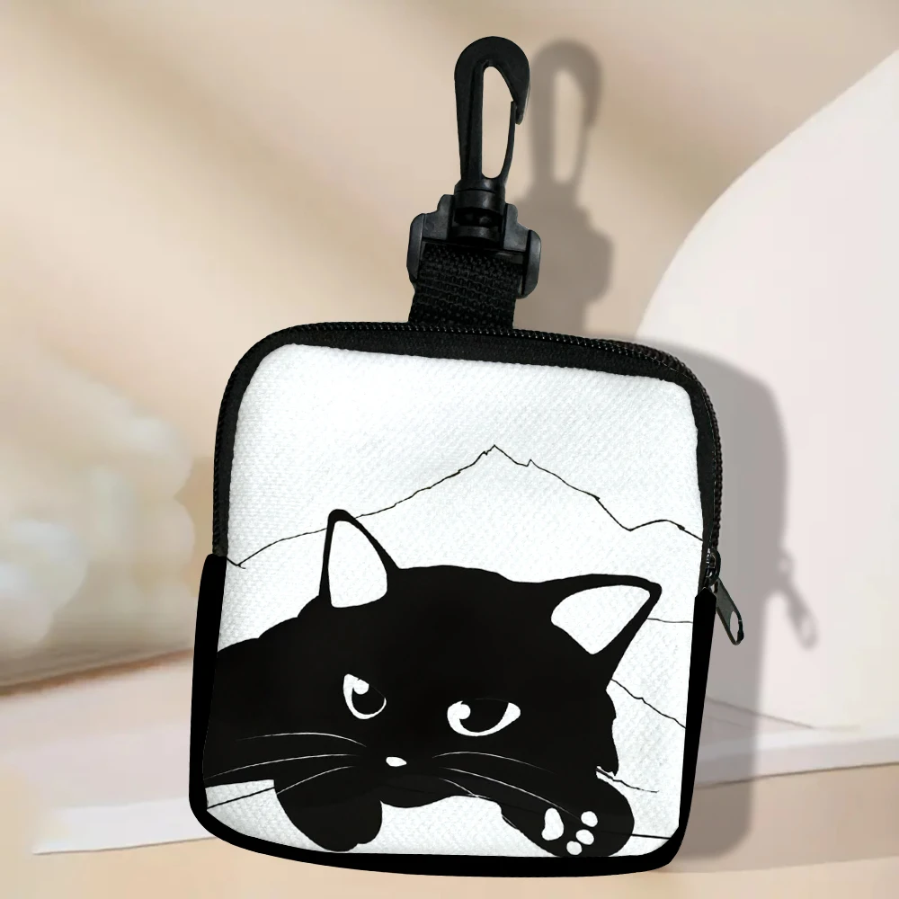 

Black And White Animals Fashion Zipper Coin Purse Credit Card Holder Mini Change Purse with Change Bag Short Wallet Gift 6.6