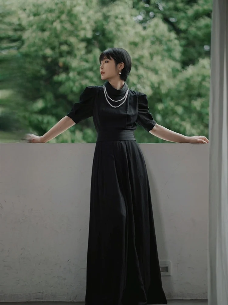 

Весенний женский комбинезон в стиле Хепберн, широкие брюки-юбка с драпировкой, льняной дизайн, высокая талия, для повседневной носки