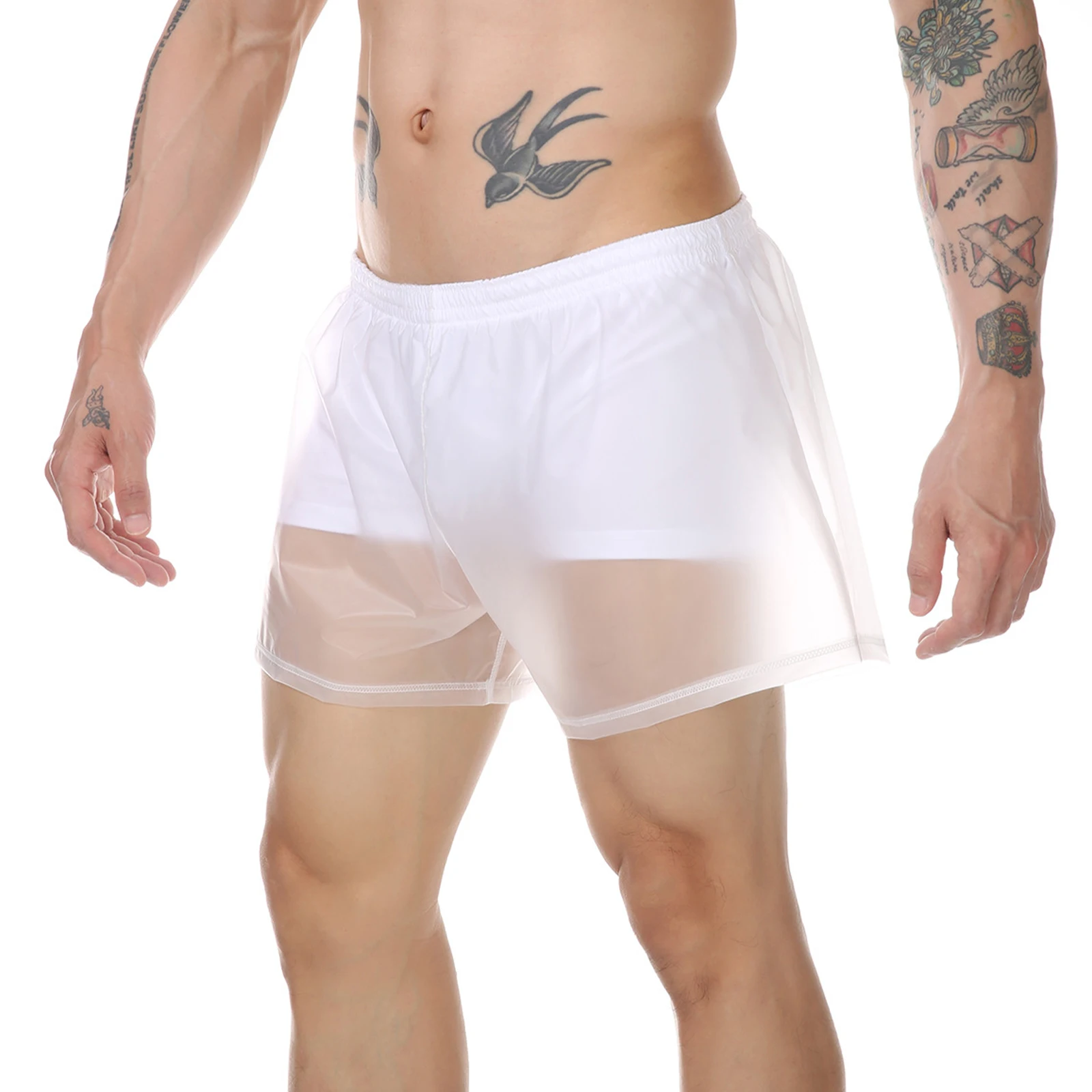 Swimwear Mens Stylish Swim Trunks Swimsuit PVC Top Layer Quick-dry Lining Boxer Shorts Beachwear Surfing Diving Swimming Shorts