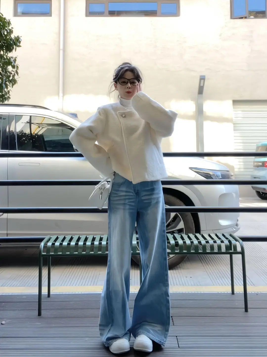 

Tweed Jacket Woman Plus Size Womens Decorated Sashes Batwing Refinement Romantic Gradient Turndown Stand-Collar Safari Feminine