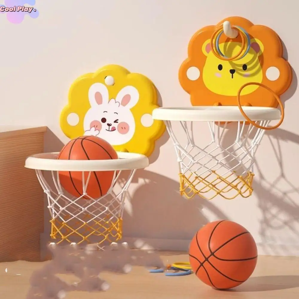 

Hanging Mini Basketball Hoop Athletic Cartoon Animal Basketball Board with Mini Ball Foldable Basketball Training Toy Indoor