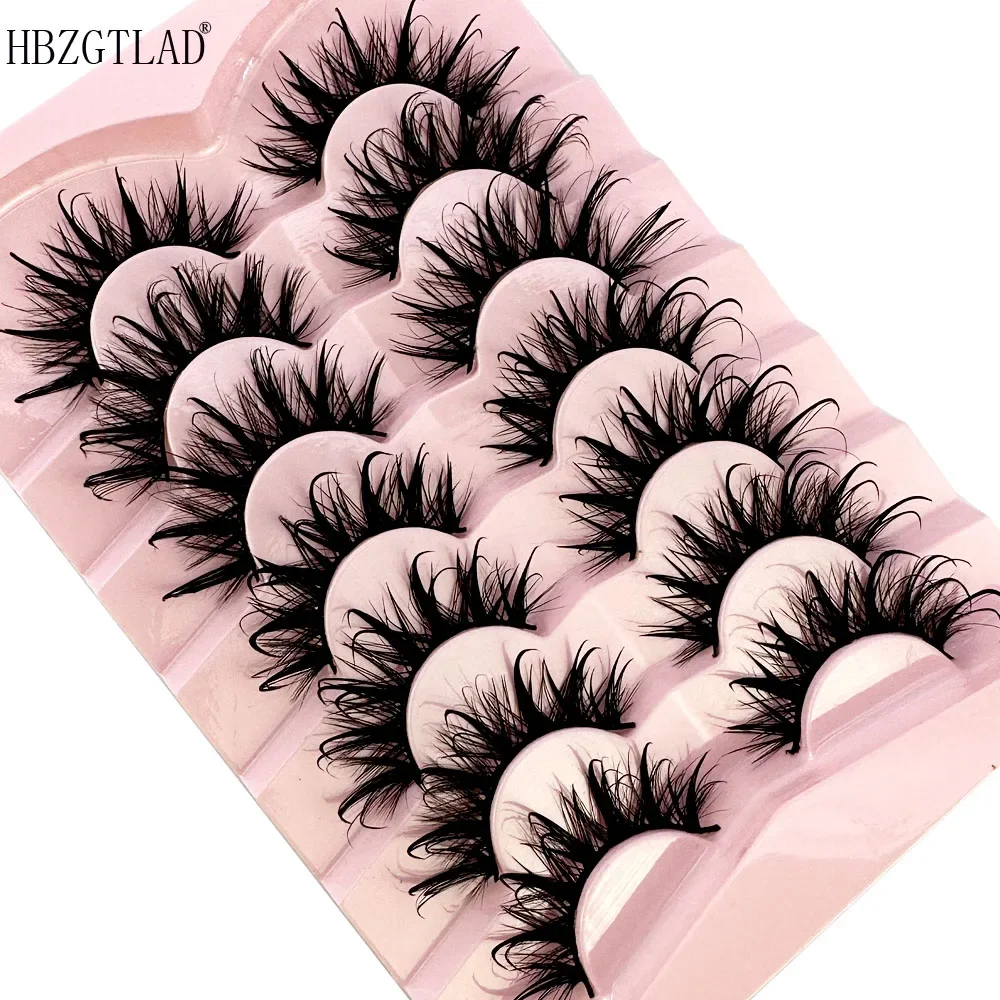 New 7Pairs Design Wet Manga Lashes 3D fluffy Eyelash Extensions Makeup Fashion Long Thick Natural Fake Eyelashes