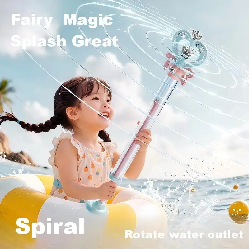Magic Fairy Wand Water Gun Shiny Glowing Outdoor Water Play Toy Children's Birthday Gift Pull-Out Water Cannon Battle Summer