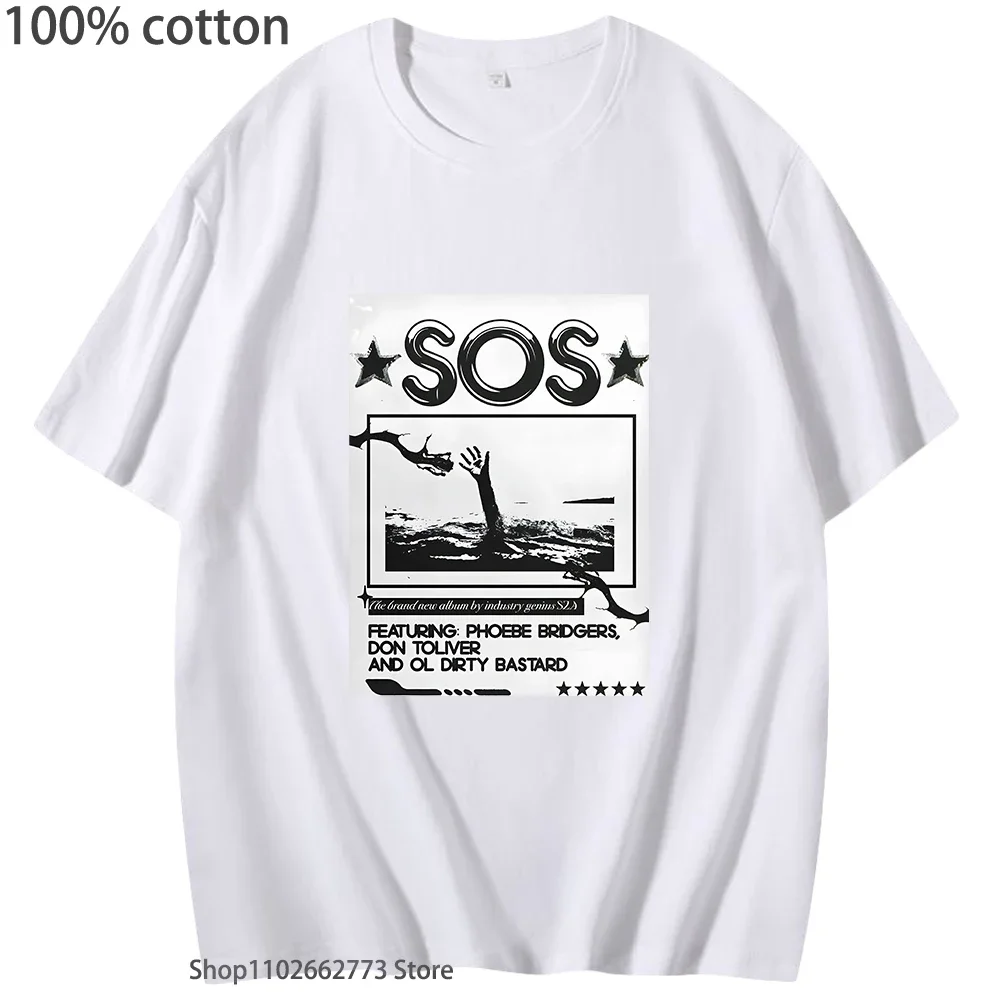 Koszulki Anime SZA SOS Gotyckie Komiksy Moda Harajuku Odzież Damska 100% Bawełna T-shirt Hip Hop Kreskówka Top Koszulka Męska