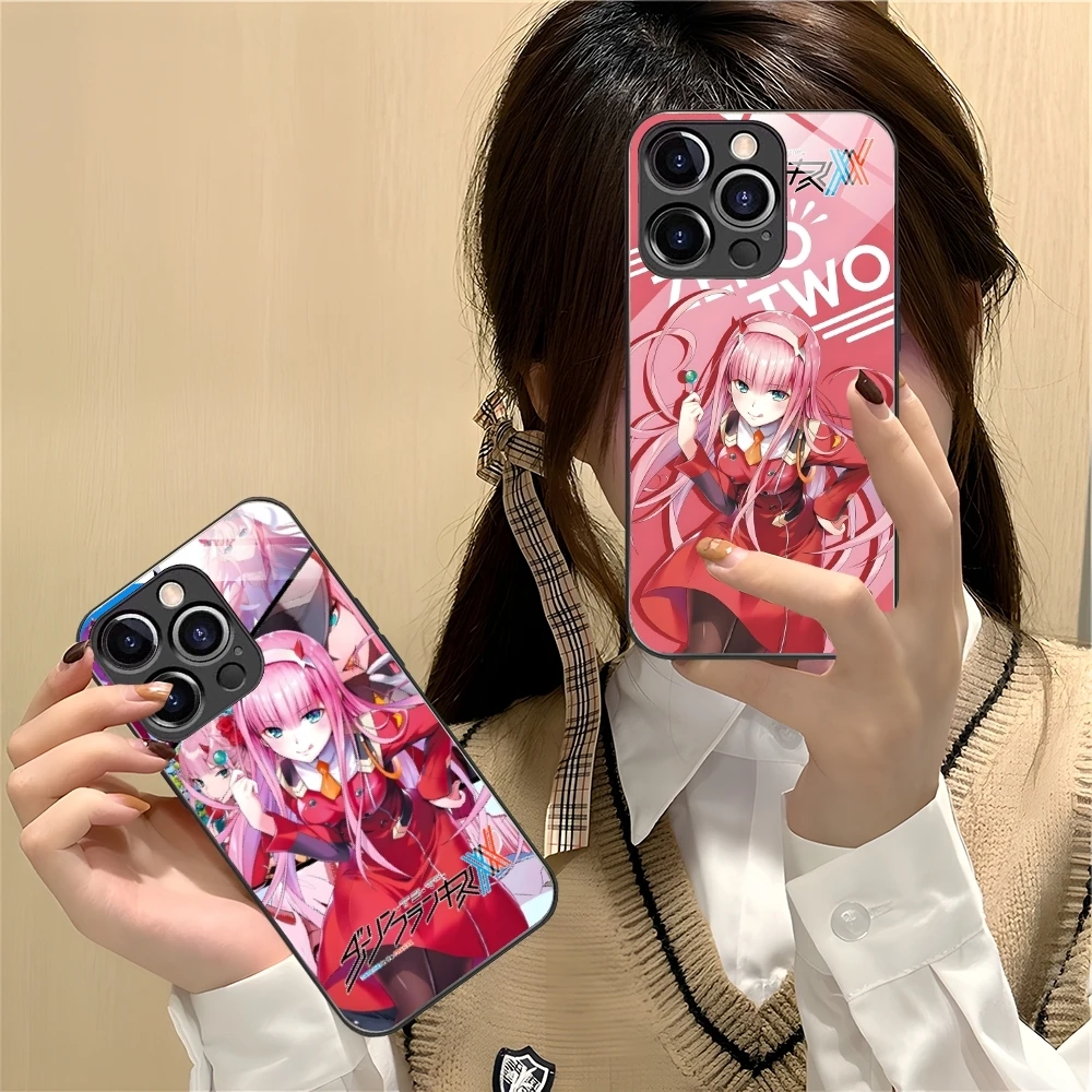 Darling FranXX Zero Two Mobile Cell Phone Case for iPhone 16 15 14 13 12 11 X XR XS 8 Pro Max Plus Mini PC Glass Cover Shell