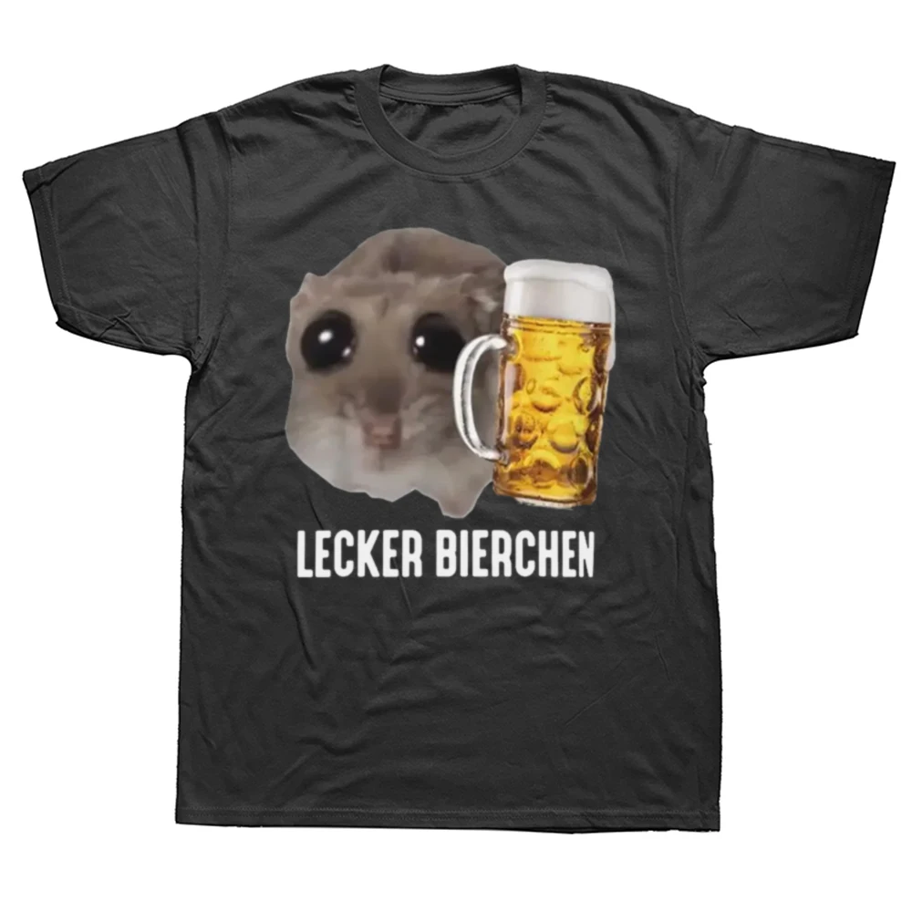 Sad Hamster Delicious Beer T Shirts Kawaii Men Women Clothing Harajuku Loose Style Tops Vintage Cotton Tshirt Unisex Streetwear