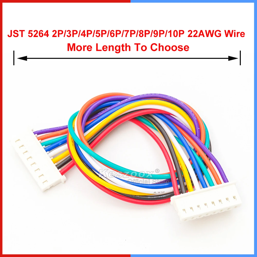 Keszoox Molex 2.5mm 5264/67/68 5037-5023/5033/5043/5083 Wire Connector Length of 10-100cm 22AWG Wire【Support Customized】