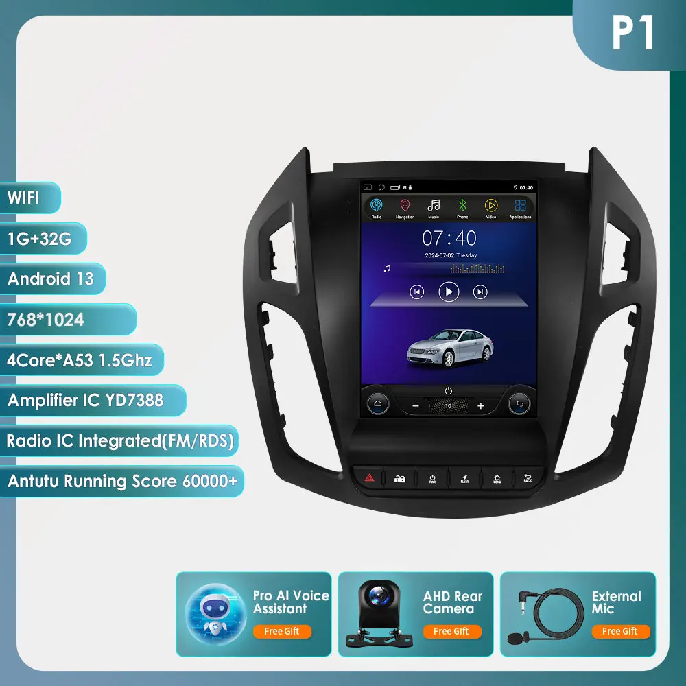 360Camera 9.7 ''Android 13 Autoradio Voor Ford Transit /Tourneo Connect 2013-2018 Auto Multimedia Video 4G 2din Draadloze Carplay