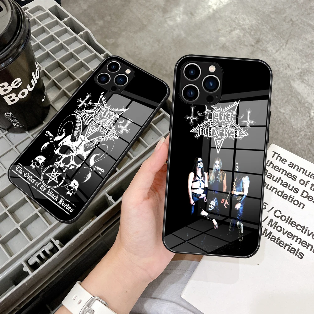 For IPhone 15 Pro New Fashion Heavy Metal Dark Funeral Band Phone Case Glass for IPhone 13 14 12 11Pro XR MAX Plus Glass Cover