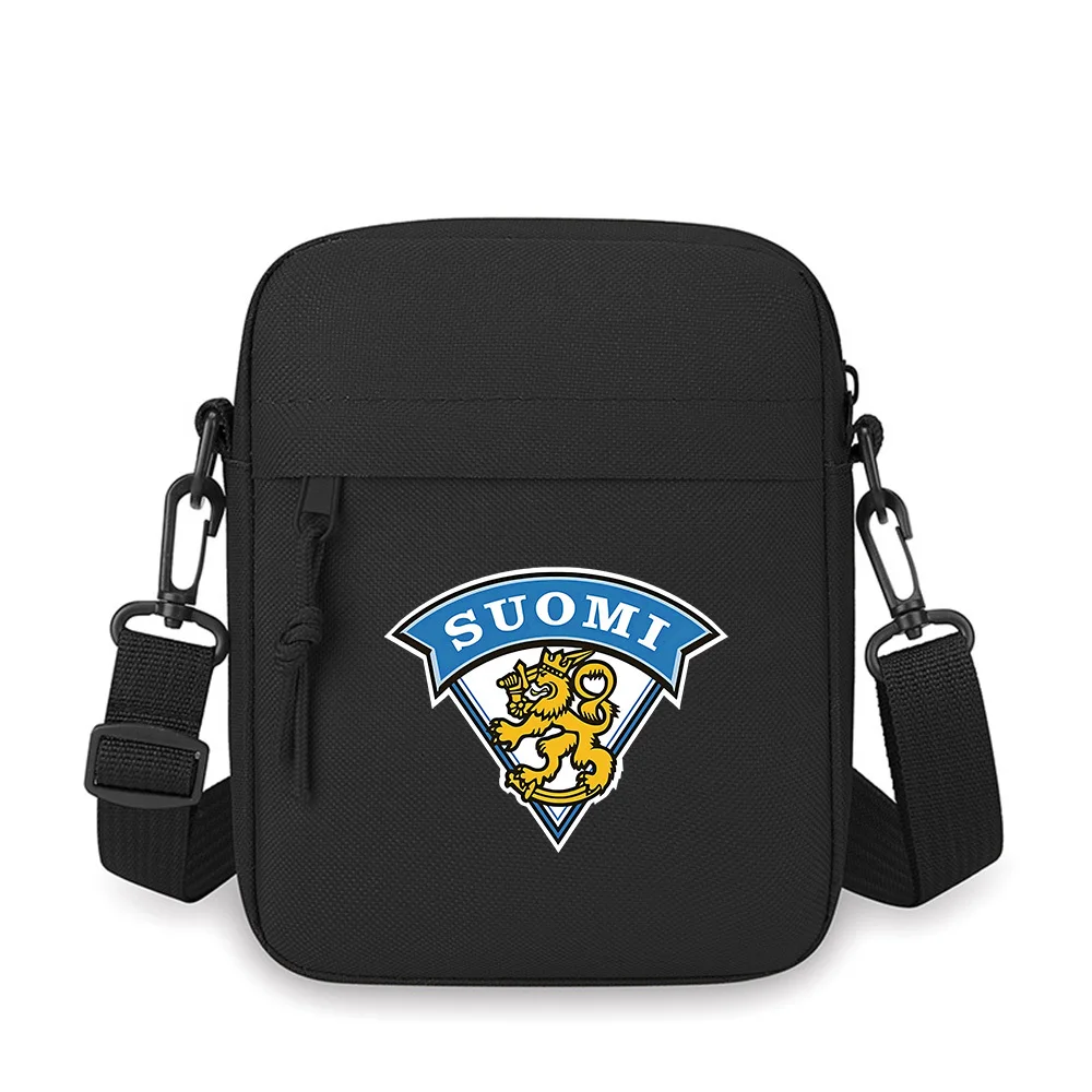 

Lion with sword crown Suomi symbol Men Crossbody Bag Single Shoulder Women Cartoon Anime Film Printing Design Unisex