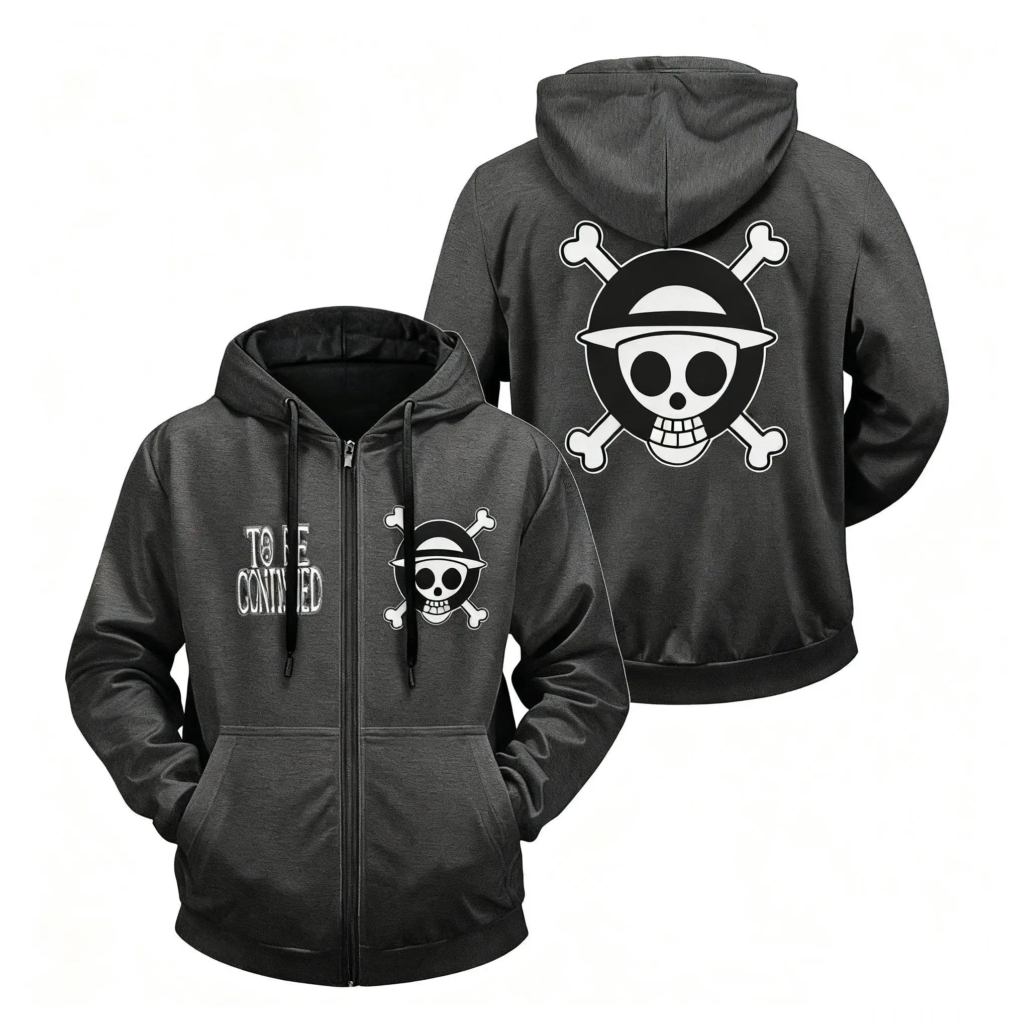 เสื้อแจ็คเก็ตมีฮู้ดลายการ์ตูนวันพีซ สำหรับผู้ชายและผู้หญิง สไตล์สตรีทแวร์ ทรงโอเวอร์ไซส์ ลำลอง แขนยาว เหมาะสำหรับฤดูใบไม้ร่วงและฤดูหนาว