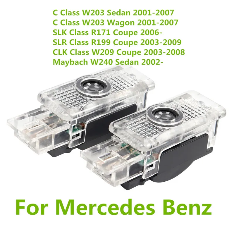 Luz LED de bienvenida para puerta de coche, accesorios de sombra fantasma para Mercedes Benz C SLK CLK SLR clase W203 W240 W209 R199 R171, 2 piezas