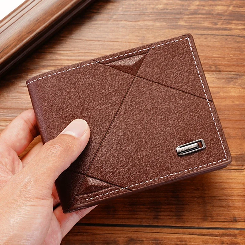 New Men's Wallet Short Multi-card Coin Purse Fashion Casual Wallet Male Youth Thin Three-fold Horizontal Soft Wallet Men PU