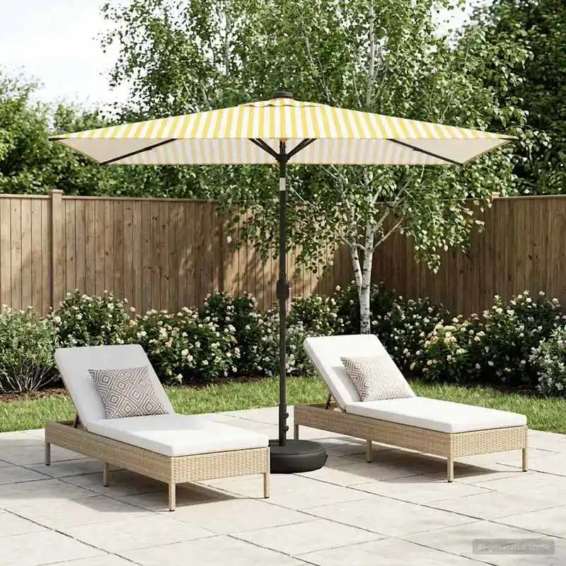 Parasol de jardin avec lumières LED et base 200 x 300 cm, structure de montage stable, résistant aux intempéries, pour ombrage extérieur, auvent, drapeau, accessoire de jardin, assemblage facile.