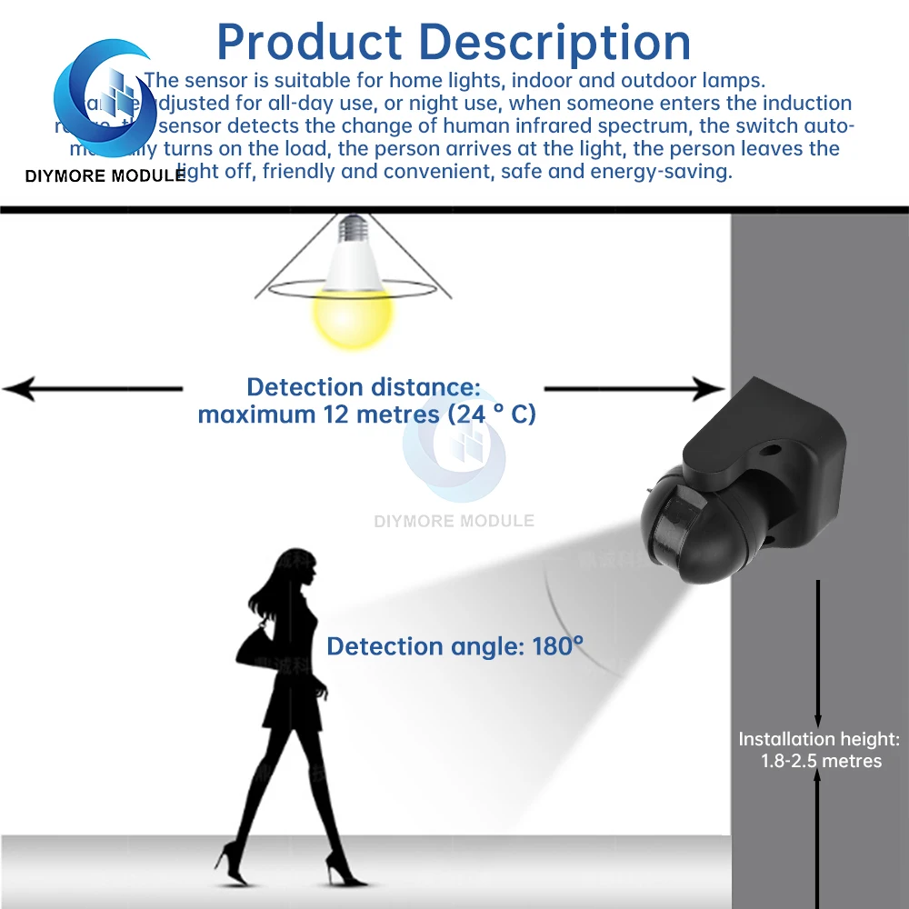 180 degree infrared PIR motion sensor